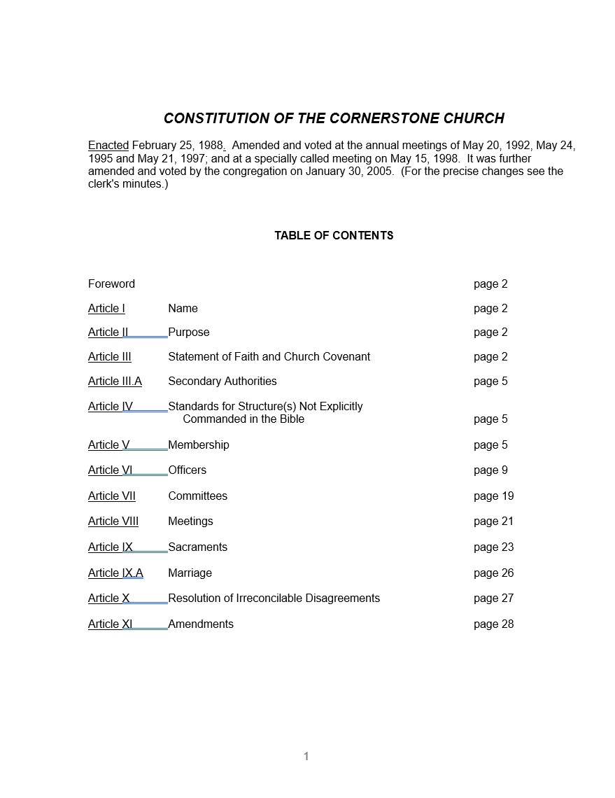 Cornerstone Constitution